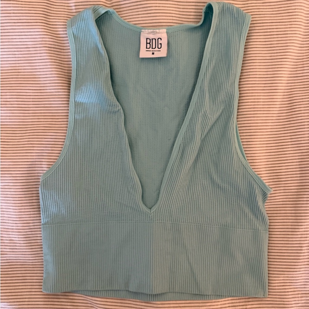 URBANOUTFITTERS BDG Women's Green Ribbed Top